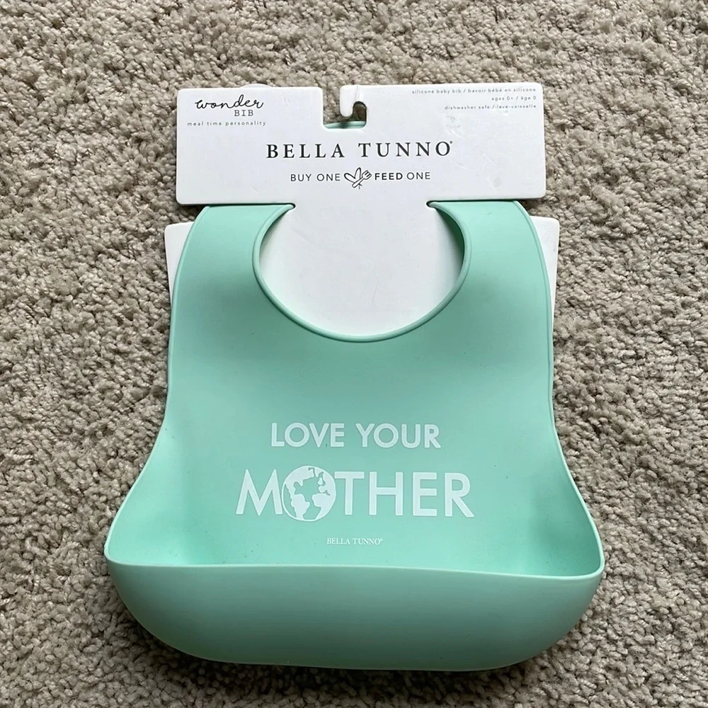 Bella Tunno Wonder Bib for Baby Silicone Teal Mother Earth NWT Little Activist
